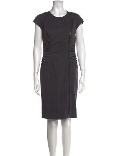 Pre-owned Etcetera Crew Neck Knee-length Dress In Gray
