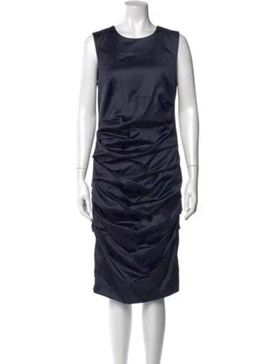 Pre-owned Etcetera Crew Neck Long Dress In Blue