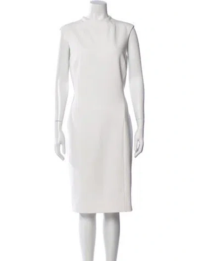 Pre-owned Etcetera Crew Neck Midi Length Dress In White