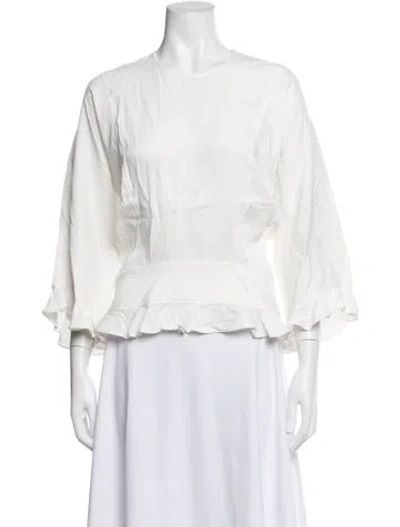 Pre-owned Etcetera Crew Neck Three-quarter Sleeve Top In White
