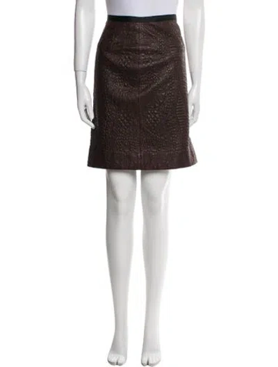 Pre-owned Etcetera Embroidered Accent Knee-length Skirt In Brown