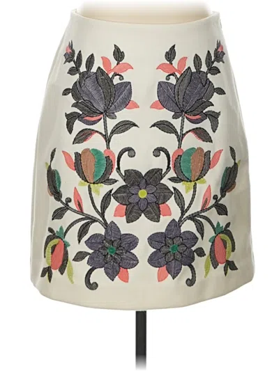 Pre-owned Etcetera Faux Leather Skirt In Ivory