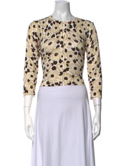 Pre-owned Etcetera Floral Print Crew Neck Sweater In Neutrals
