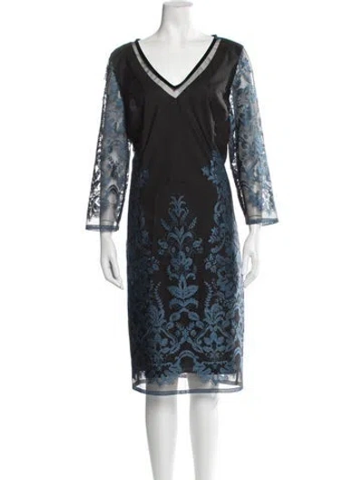 Pre-owned Etcetera Floral Print Knee-length Dress In Blue