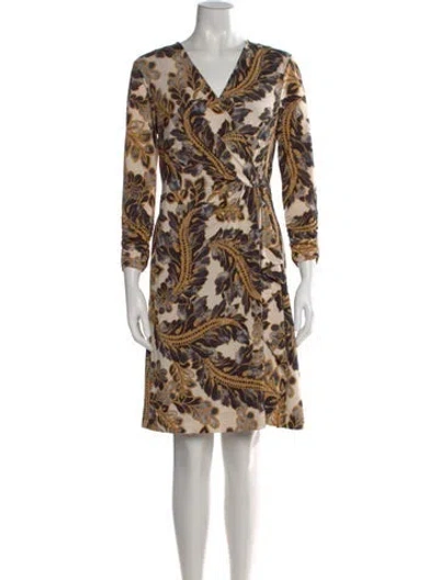 Pre-owned Etcetera Floral Print Knee-length Dress In Neutral