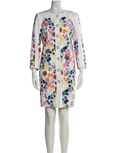 Pre-owned Etcetera Floral Print Knee-length Dress In White
