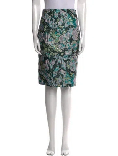 Pre-owned Etcetera Floral Print Knee-length Skirt W/ Tags In Green