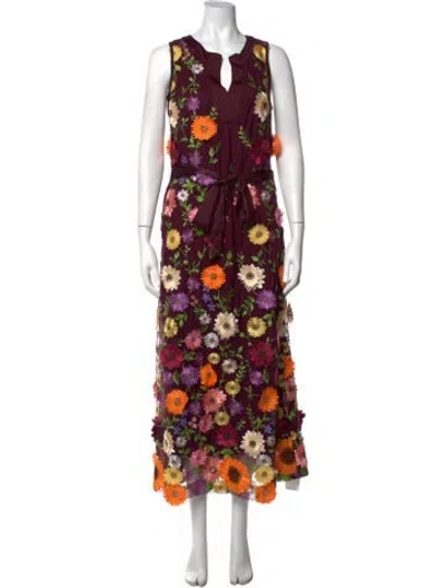 Pre-owned Etcetera Floral Print Long Dress In Multicolor