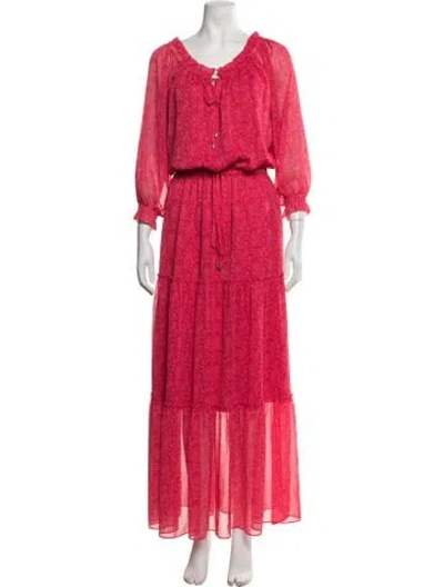 Pre-owned Etcetera Floral Print Long Dress In Pink/red