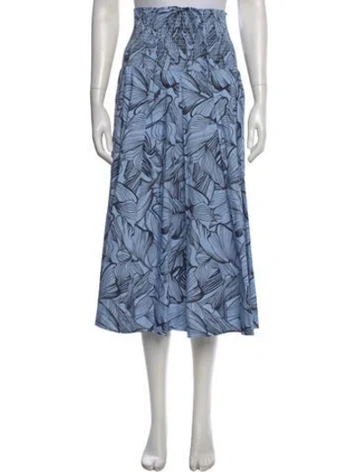 Pre-owned Etcetera Floral Print Midi Length Skirt In Blue