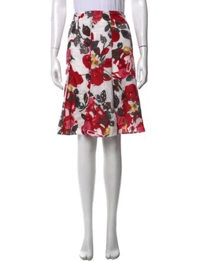 Pre-owned Etcetera Floral Print Midi Length Skirt In Red