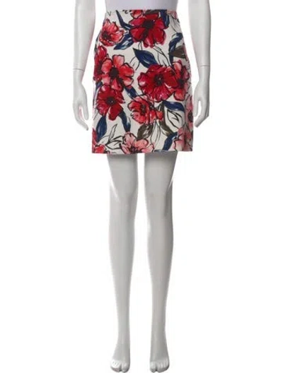 Pre-owned Etcetera Floral Print Mini Skirt In Red