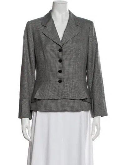 Pre-owned Etcetera Houndstooth Print Blazer In Gray