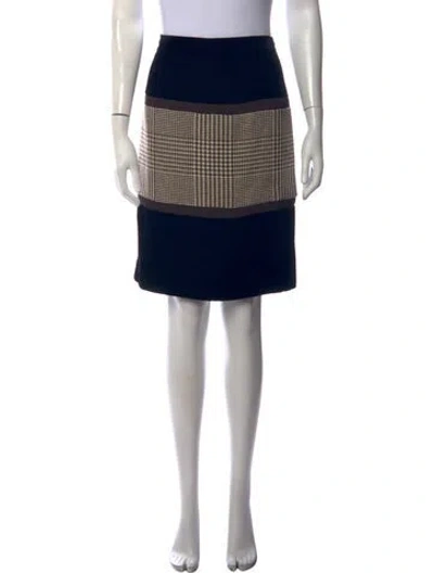 Pre-owned Etcetera Houndstooth Print Knee-length Skirt In Black