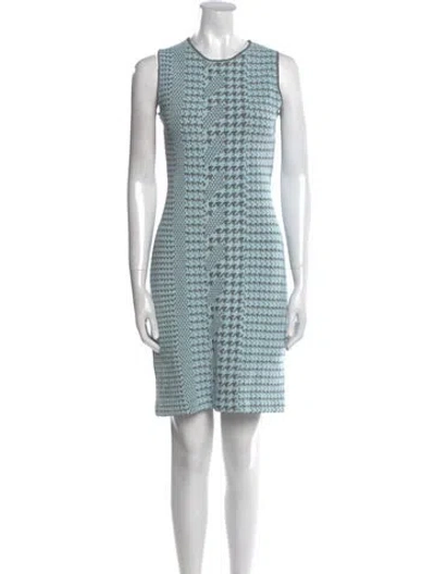 Pre-owned Etcetera Houndstooth Print Mini Dress In Blue