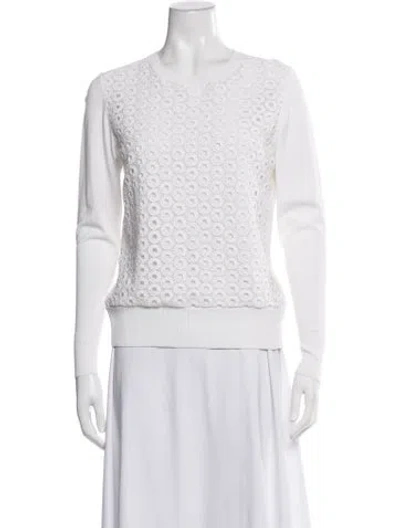 Pre-owned Etcetera Lace Pattern Crew Neck Top In White