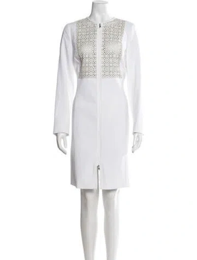 Pre-owned Etcetera Lace Pattern Knee-length Dress In White