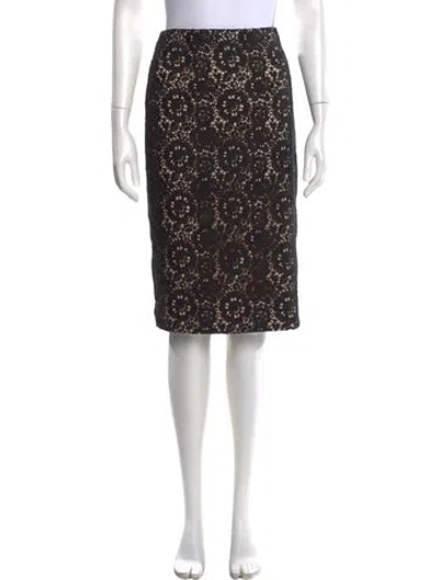 Pre-owned Etcetera Lace Pattern Midi Length Skirt W/ Tags In Black