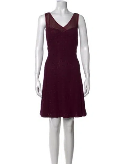 Pre-owned Etcetera Lace Pattern Mini Dress In Burgundy