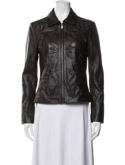 Pre-owned Etcetera Leather Biker Jacket In Brown