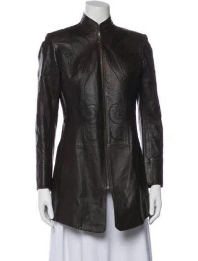 Pre-owned Etcetera Leather Evening Jacket In Gray