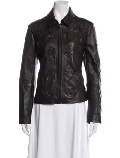 Pre-owned Etcetera Leather Floral Print Jacket In Multicolor