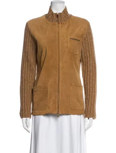 Pre-owned Etcetera Leather Jacket In Brown