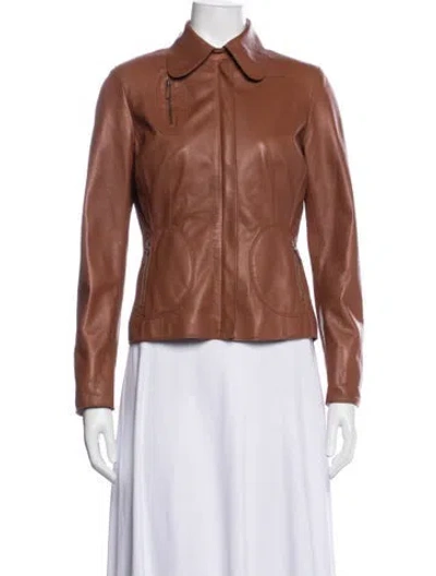 Pre-owned Etcetera Leather Jacket In Brown