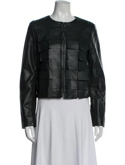 Pre-owned Etcetera Leather Jacket In Green