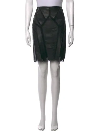 Pre-owned Etcetera Leather Knee-length Skirt In Black