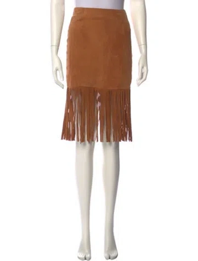 Pre-owned Etcetera Leather Knee-length Skirt In Brown