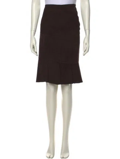 Pre-owned Etcetera Leather Knee-length Skirt In Brown