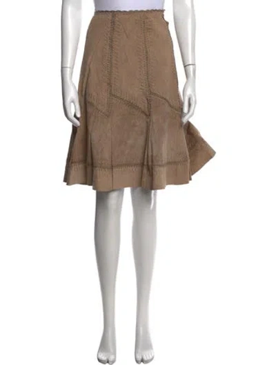 Pre-owned Etcetera Leather Midi Length Skirt In Neutrals