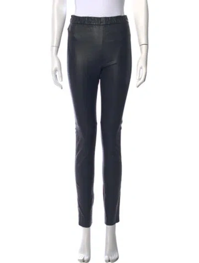 Pre-owned Etcetera Leather Skinny Leg Pants In Grey