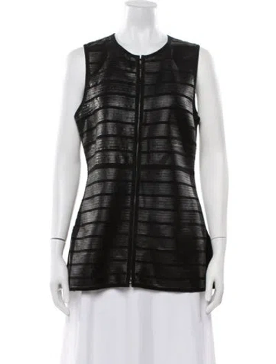 Pre-owned Etcetera Leather Striped Jacket In Black