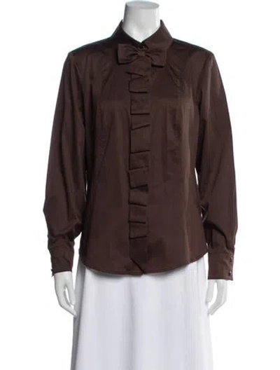 Pre-owned Etcetera Long Sleeve Blouse In Brown