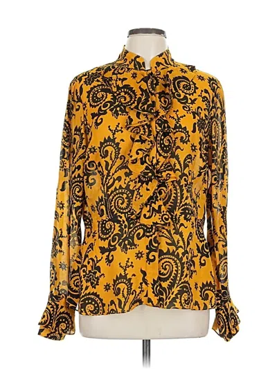 Pre-owned Etcetera Long Sleeve Blouse In Gold