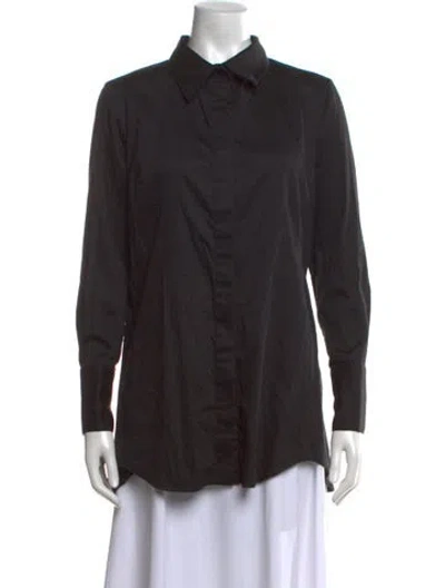 Pre-owned Etcetera Long Sleeve Button-up Top In Black
