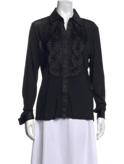 Pre-owned Etcetera Long Sleeve Button-up Top In Black