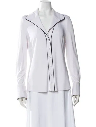 Pre-owned Etcetera Long Sleeve Button-up Top In White