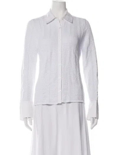 Pre-owned Etcetera Long Sleeve Button-up Top In White