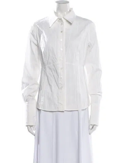 Pre-owned Etcetera Long Sleeve Button-up Top In White