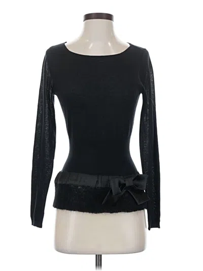 Pre-owned Etcetera Long Sleeve Silk Top Black Sweetheart Neckline Tops