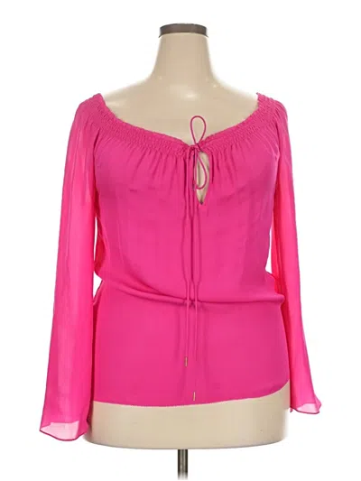 Pre-owned Etcetera Long Sleeve Silk Top Pink Sweetheart Neckline Tops
