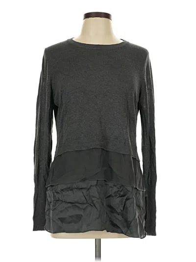 Pre-owned Etcetera Long Sleeve Top Gray Crew Neck Tops