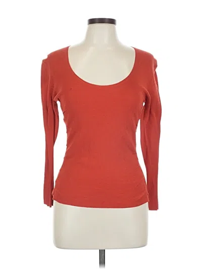 Pre-owned Etcetera Long Sleeve Top Orange Scoop Neck Tops