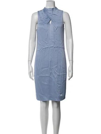 Pre-owned Etcetera Mock Neck Knee-length Dress In Blue