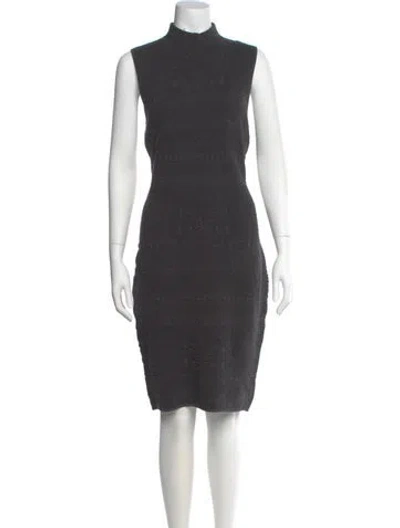 Pre-owned Etcetera Mock Neck Knee-length Dress In Gray