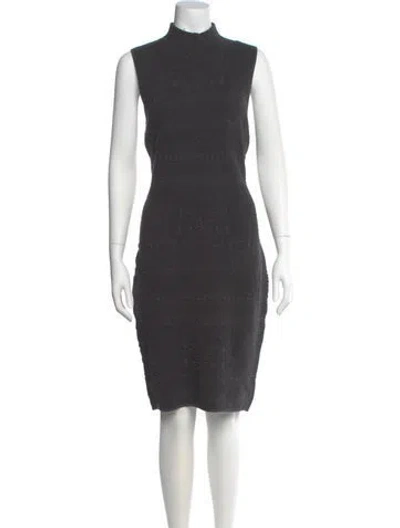Pre-owned Etcetera Mock Neck Knee-length Dress In Grey