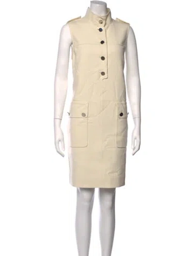 Pre-owned Etcetera Mock Neck Mini Dress In Neutrals